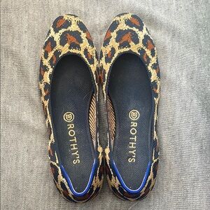 Rothy's Leopard Print Women's Flats Navy Worn Twice